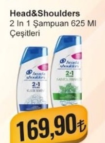Head&Shoulders 2 In 1 Şampuan 625 Ml Çeşitleri