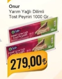 Onur Yarım Yağlı Dilimli Tost Peyniri 1000 Gr