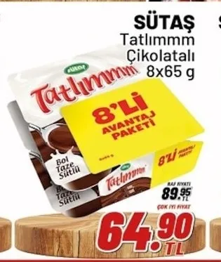 Sütaş Tatlımmm Çikolatalı 8X65 G