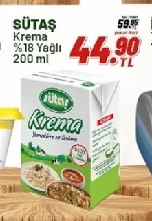 Sütaş Krema %18 Yağlı 200 Ml