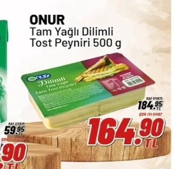 Onur Tam Yağlı Dilimli Tost Peyniri 500 G