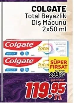 Colgate Total Beyazlık Diş Macunu 2X50 Ml