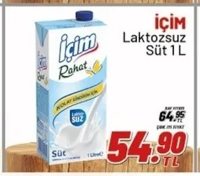 İçim Laktozsuz Süt 1 L