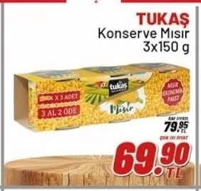 Tukaş Konserve Mısır 3X150 G