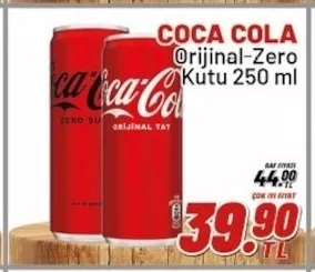 Coca Cola Orijinal-Zero Kutu 250 Ml