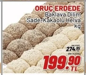 Oruç Erdede Baklava Dilim Sade-Kakaolu Helva Kg
