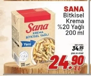 Sana Bitkisel Krema %20 Yağlı 200 Ml