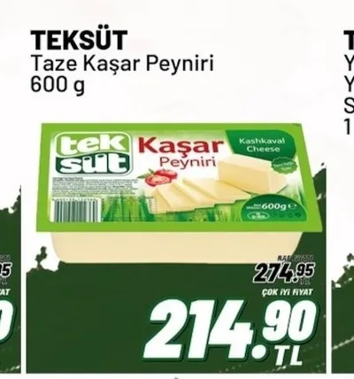 Teksüt Taze Kaşar Peyniri 600 G