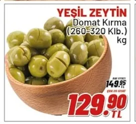Yeşil Zeytin Domat Kırma (260-320 Klb.) Kg