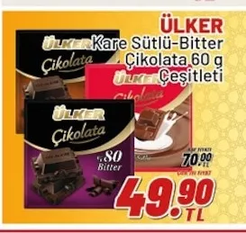 Ülker Kare Sütlü-Bitter Çikolata 60 G