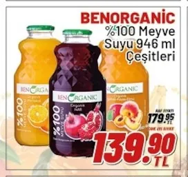 Benorganic %100 Meyve Suyu 946 Ml Çeşitleri