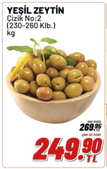 Yeşil Zeytin Çizik No:2 (230-260 Klb.) Kg