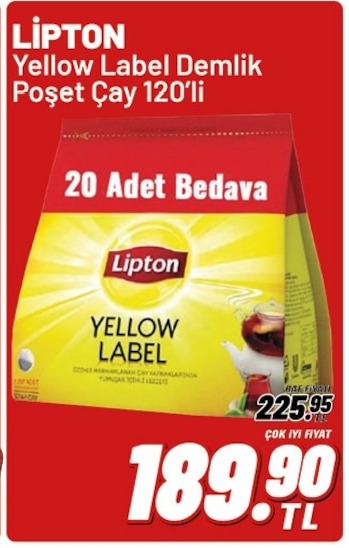 Lipton Yellow Label Demlik Poşet Çay 120'Li