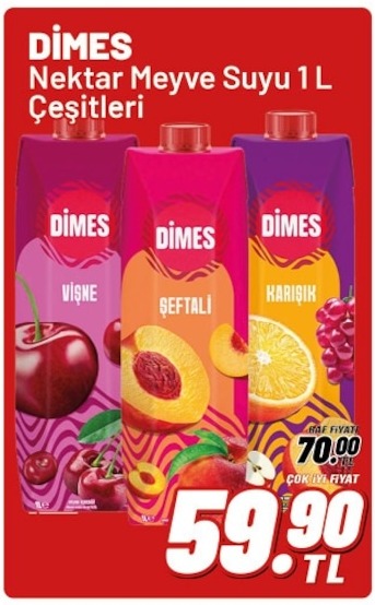 Dimes Nektar Meyve Suyu 1 L Çeşitleri