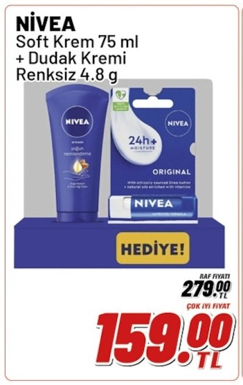 Nivea Soft Krem 75 Ml + Dudak Kremi Renksiz 4.8 G