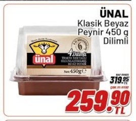 Ünal Klasik Beyaz Peynir 450 G Dilimli