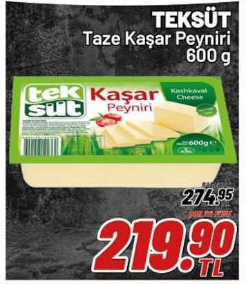 Teksüt Taze Kaşar Peyniri 600 G