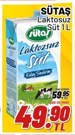 Sütaş Laktozsuz Süt 1 L