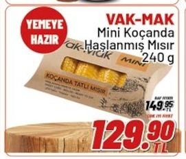 Vak-Mak Mini Koçanda Haşlanmış Mısır 240 G