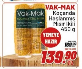 Vak-Mak Koçanda Haşlanmış Mısır İkili 450 G