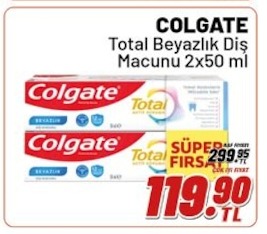 Colgate Total Beyazlık Diş Macunu 2X50 Ml