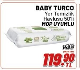 Baby Turco Yer Temizlik Havlusu 50'Li Mop Uyumlu