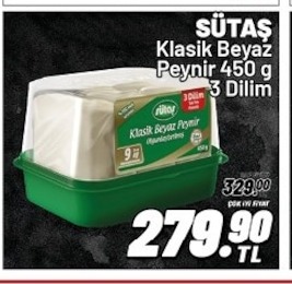 Sütaş Klasik Beyaz Peynir 450G 3 Dilim