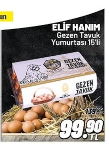 Elif Hanım Gezen Tavuk Yumurtası 15'Li
