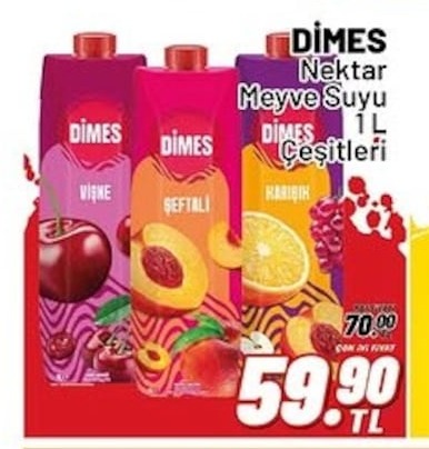 Dimes Meyve Suyu 1L Çeşitleri