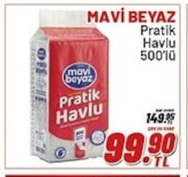 Mavi Beyaz Pratik Havlu 500'Lü
