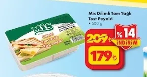 Mis Dilimli Tam Yağlı Tost Peyniri 500 G