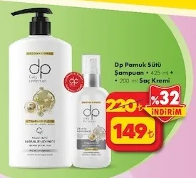 Dp Pamuk Sütü Şampuan 425 Ml + 200 Ml Saç Kremi