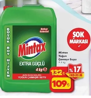 Mintax Yoğun Çamaşır Suyu 4 Kg