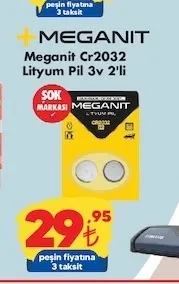 Meganit Cr2032 Lityum Pil 3V 2'Li