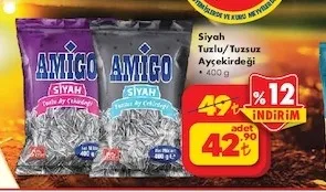 Amigo Siyah Tuzlu/Tuzsuz Ayçekirdeği 400 G
