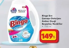 Bingo Sıvı Çamaşır Deterjanı Amber Çiçeği Beyazlar/Renkliler 1755 Ml