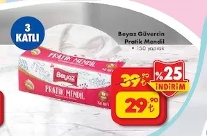 Beyaz Güvercin Pratik Mendil 150 Yaprak