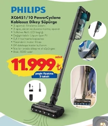 Philips Xc6451/10 Powercyclone Kablosuz Dikey Süpürge