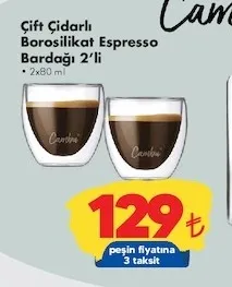 Çift Cidarlı Borosilikat Espresso Bardağı 2'Li