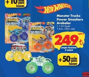 Hot Wheels Monster Trucks Power Smashers Arabalar 1:64 Ölçekli