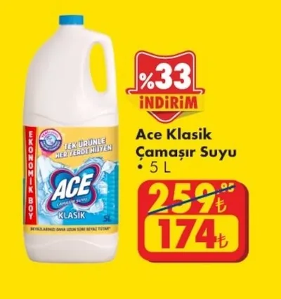 Ace Klasik Çamaşır Suyu 5 L