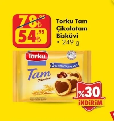 Torku Tam Çikolatam Bisküvi 249 G
