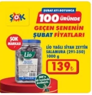 Lio Yağlı Siyah Zeytin Salamura (291-350) 1000 G