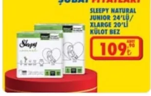 Sleepy Natural Junior 24'Lü/Xlarge 20'Li Külot Bez