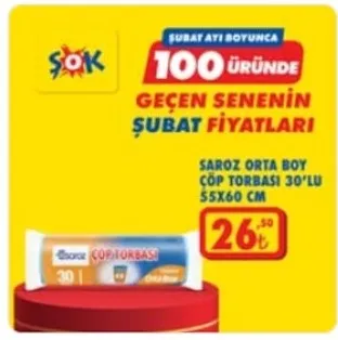 Saroz Orta Boy Çöp Torbası 30'Lu 55X60 Cm