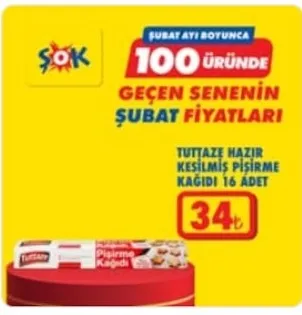 Tuttaze Hazır Kesilmiş Pişirme Kağıdı 16 Adet