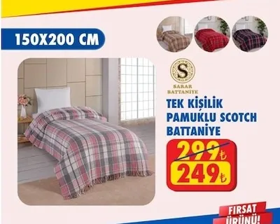Sarar Battaniye Tek Kişilik Pamuklu Scotch Battaniye