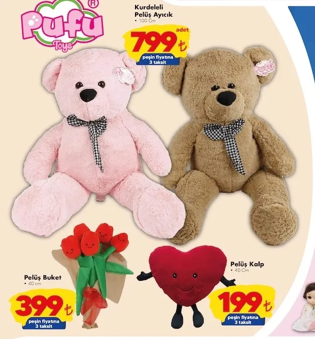 Pufu Kurdeleli Pelüş Ayıcık 100 Cm