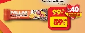 Fellas High Protein Bar Portakal Ve Kakao 45 G