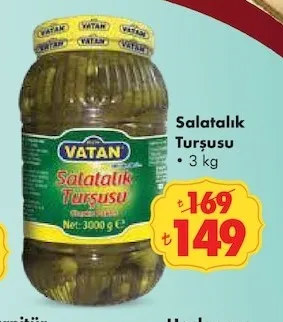 Vatan Salatalık Turşusu 3 Kg